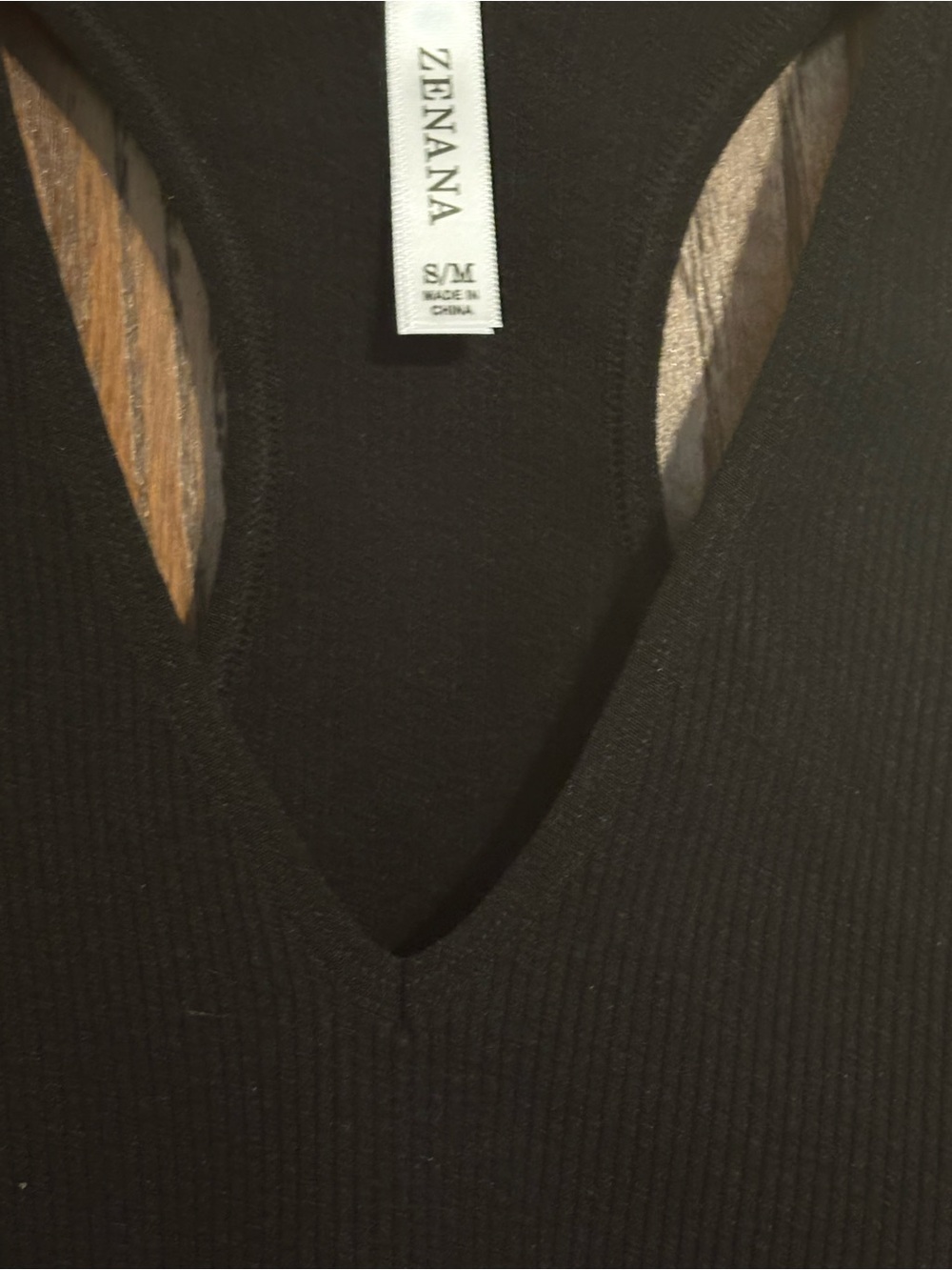 Zenana Outfitters Black Ribbed V-Neck Tank Top